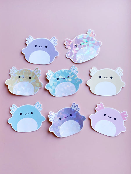 matte axolotl diecut stickers