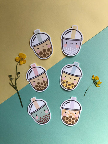 bubble tea sticker pack (6 stickers) - Hey Soosie