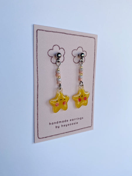 yellow star resin charm earrings - Hey Soosie