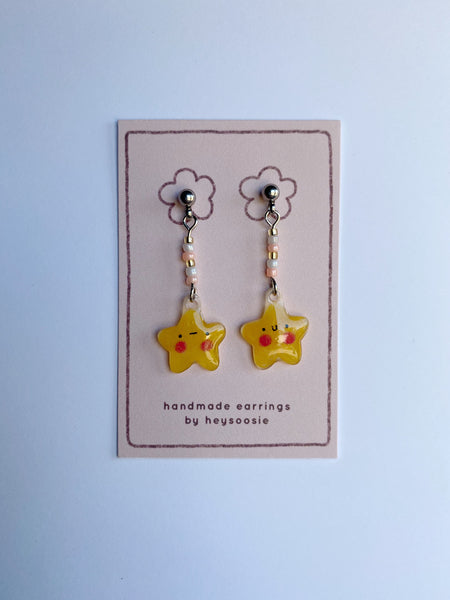 yellow star resin charm earrings - Hey Soosie