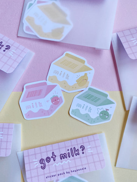 fruit milk cartons sticker pack - Hey Soosie