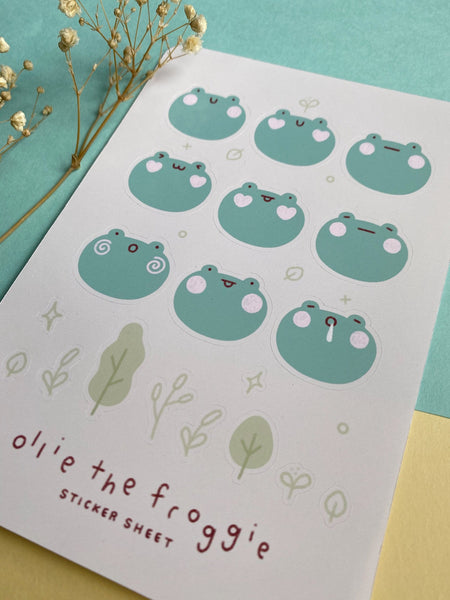 ollie the froggie sticker sheet - Hey Soosie