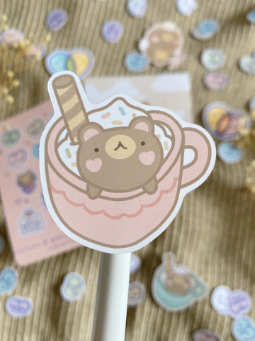 sweet bear in cup sticker