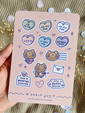 heart day/valentine's day themed sticker sheet