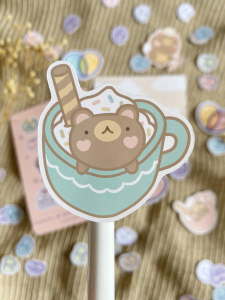 sweet bear in cup sticker