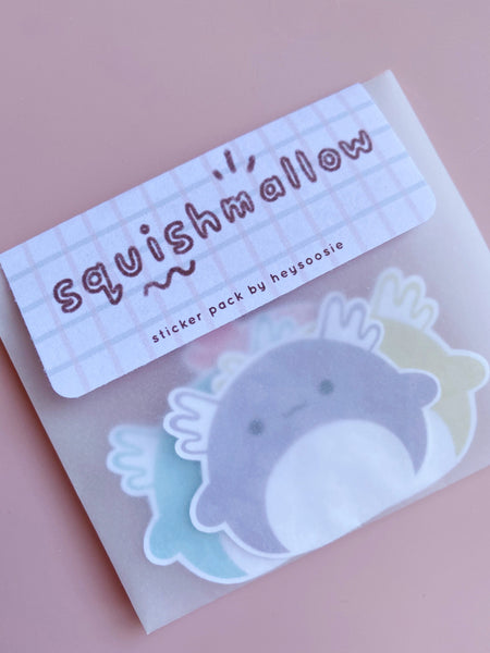 matte axolotl diecut stickers