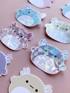 matte axolotl diecut stickers